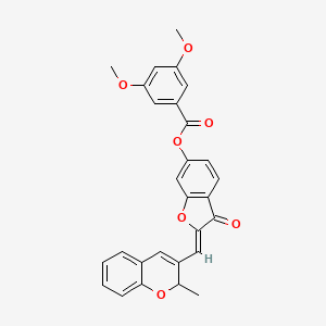 2-[(Z)-1-(2-methyl-2H-chromen-3-yl)methylidene]-3-oxo-1-benzofuran-6(3H)-yl 3,5-dimethoxybenzoate - 