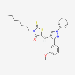 (5Z)-3-heptyl-5-{[3-(3-methoxyphenyl)-1-phenyl-1H-pyrazol-4-yl]methylidene}-2-thioxo-1,3-thiazolidin-4-one - 
