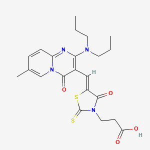 3-[(5Z)-5-{[2-(dipropylamino)-7-methyl-4-oxo-4H-pyrido[1,2-a]pyrimidin-3-yl]methylidene}-4-oxo-2-thioxo-1,3-thiazolidin-3-yl]propanoic acid - 