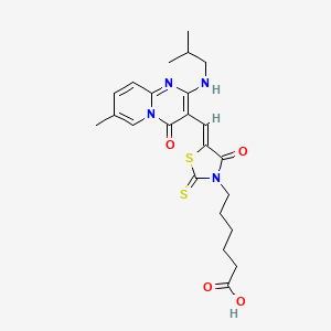 6-(5-{(Z)-1-[2-(isobutylamino)-7-methyl-4-oxo-4H-pyrido[1,2-a]pyrimidin-3-yl]methylidene}-4-oxo-2-thioxo-1,3-thiazolan-3-yl)hexanoic acid - 