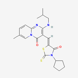 3-[(Z)-(3-cyclopentyl-4-oxo-2-thioxo-1,3-thiazolidin-5-ylidene)methyl]-7-methyl-2-[(2-methylpropyl)amino]-4H-pyrido[1,2-a]pyrimidin-4-one - 