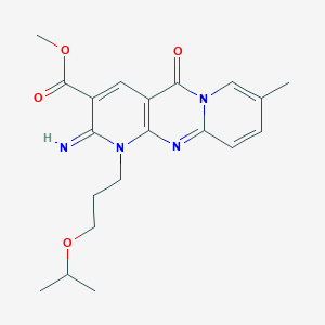 Methyl 6-imino-13-methyl-2-oxo-7-[3-(propan-2-yloxy)propyl]-1,7,9-triazatricyclo[8.4.0.0^{3,8}]tetradeca-3(8),4,9,11,13-pentaene-5-carboxylate - 