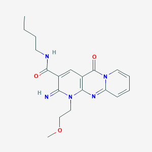N-butyl-6-imino-7-(2-methoxyethyl)-2-oxo-1,7,9-triazatricyclo[8.4.0.03,8]tetradeca-3(8),4,9,11,13-pentaene-5-carboxamide - 