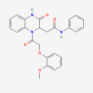2-{1-[(2-methoxyphenoxy)acetyl]-3-oxo-1,2,3,4-tetrahydroquinoxalin-2-yl}-N-phenylacetamide - 