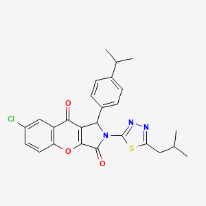 7-Chloro-2-[5-(2-methylpropyl)-1,3,4-thiadiazol-2-yl]-1-[4-(propan-2-yl)phenyl]-1,2-dihydrochromeno[2,3-c]pyrrole-3,9-dione - 