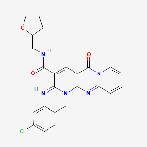 7-[(4-chlorophenyl)methyl]-6-imino-2-oxo-N-[(oxolan-2-yl)methyl]-1,7,9-triazatricyclo[8.4.0.0^{3,8}]tetradeca-3(8),4,9,11,13-pentaene-5-carboxamide - 
