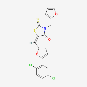 5-{(E)-1-[5-(2,5-dichlorophenyl)-2-furyl]methylidene}-3-(2-furylmethyl)-2-thioxo-1,3-thiazolan-4-one - 