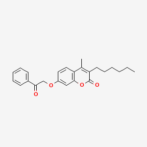 3-hexyl-4-methyl-7-(2-oxo-2-phenylethoxy)-2H-chromen-2-one - 