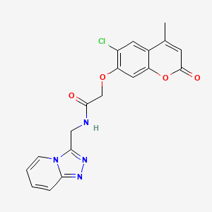 2-[(6-chloro-4-methyl-2-oxo-2H-chromen-7-yl)oxy]-N-([1,2,4]triazolo[4,3-a]pyridin-3-ylmethyl)acetamide - 
