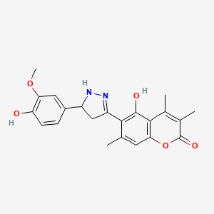 5-hydroxy-6-[5-(4-hydroxy-3-methoxyphenyl)-4,5-dihydro-1H-pyrazol-3-yl]-3,4,7-trimethyl-2H-chromen-2-one - 