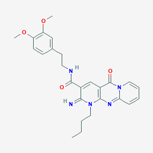 7-butyl-N-[2-(3,4-dimethoxyphenyl)ethyl]-6-imino-2-oxo-1,7,9-triazatricyclo[8.4.0.0^{3,8}]tetradeca-3(8),4,9,11,13-pentaene-5-carboxamide - 
