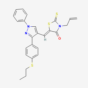 3-allyl-5-((Z)-1-{1-phenyl-3-[4-(propylsulfanyl)phenyl]-1H-pyrazol-4-yl}methylidene)-2-thioxo-1,3-thiazolan-4-one - 