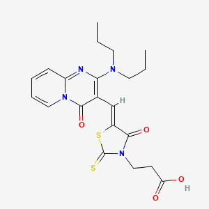 3-[(5Z)-5-{[2-(dipropylamino)-4-oxo-4H-pyrido[1,2-a]pyrimidin-3-yl]methylidene}-4-oxo-2-thioxo-1,3-thiazolidin-3-yl]propanoic acid - 
