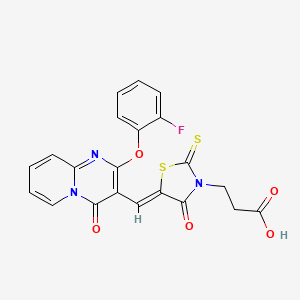 3-[(5Z)-5-{[2-(2-fluorophenoxy)-4-oxo-4H-pyrido[1,2-a]pyrimidin-3-yl]methylidene}-4-oxo-2-thioxo-1,3-thiazolidin-3-yl]propanoic acid - 