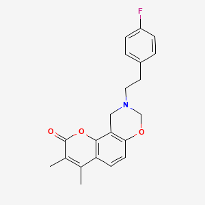 9-[2-(4-fluorophenyl)ethyl]-3,4-dimethyl-9,10-dihydro-2H,8H-chromeno[8,7-e][1,3]oxazin-2-one - 