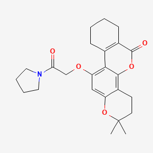 2,2-dimethyl-11-[2-oxo-2-(pyrrolidin-1-yl)ethoxy]-3,4,7,8,9,10-hexahydro-2H,6H-benzo[c]pyrano[2,3-h]chromen-6-one - 