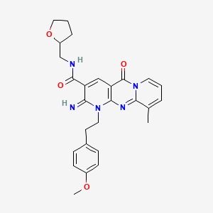 6-imino-7-[2-(4-methoxyphenyl)ethyl]-11-methyl-2-oxo-N-[(oxolan-2-yl)methyl]-1,7,9-triazatricyclo[8.4.0.0^{3,8}]tetradeca-3(8),4,9,11,13-pentaene-5-carboxamide - 