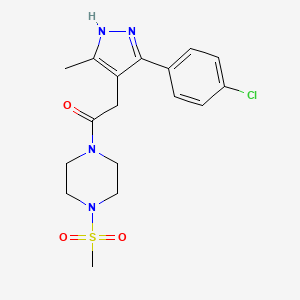 2-[5-(4-chlorophenyl)-3-methyl-1H-pyrazol-4-yl]-1-[4-(methylsulfonyl)piperazin-1-yl]ethanone - 