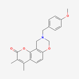 9-(4-methoxybenzyl)-3,4-dimethyl-9,10-dihydro-2H,8H-chromeno[8,7-e][1,3]oxazin-2-one - 