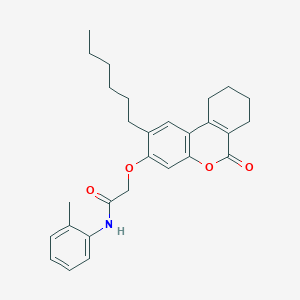 2-[(2-hexyl-6-oxo-7,8,9,10-tetrahydro-6H-benzo[c]chromen-3-yl)oxy]-N-(2-methylphenyl)acetamide - 