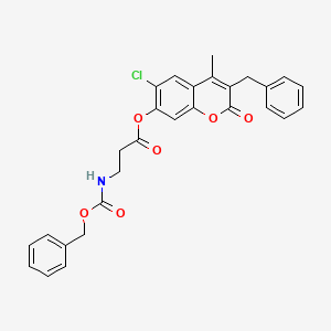 3-benzyl-6-chloro-4-methyl-2-oxo-2H-chromen-7-yl N-[(benzyloxy)carbonyl]-beta-alaninate - 