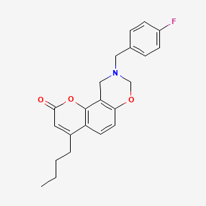 4-butyl-9-(4-fluorobenzyl)-9,10-dihydro-2H,8H-chromeno[8,7-e][1,3]oxazin-2-one - 
