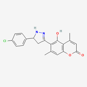 6-[5-(4-chlorophenyl)-4,5-dihydro-1H-pyrazol-3-yl]-5-hydroxy-4,7-dimethyl-2H-chromen-2-one - 