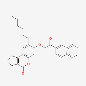 8-Hexyl-7-(2-(2-naphthyl)-2-oxoethoxy)-2,3-dihydrocyclopenta(C)chromen-4(1H)-one - 