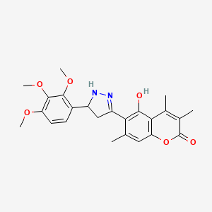 5-hydroxy-3,4,7-trimethyl-6-[5-(2,3,4-trimethoxyphenyl)-4,5-dihydro-1H-pyrazol-3-yl]-2H-chromen-2-one - 