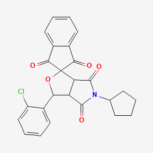 3-(2-chlorophenyl)-5-cyclopentyl-3a,6a-dihydrospiro[furo[3,4-c]pyrrole-1,2'-indene]-1',3',4,6(3H,5H)-tetrone - 