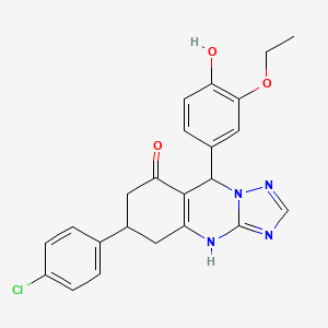 6-(4-chlorophenyl)-9-(3-ethoxy-4-hydroxyphenyl)-5,6,7,9-tetrahydro[1,2,4]triazolo[5,1-b]quinazolin-8(4H)-one - 