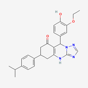9-(3-ethoxy-4-hydroxyphenyl)-6-[4-(propan-2-yl)phenyl]-5,6,7,9-tetrahydro[1,2,4]triazolo[5,1-b]quinazolin-8(4H)-one - 