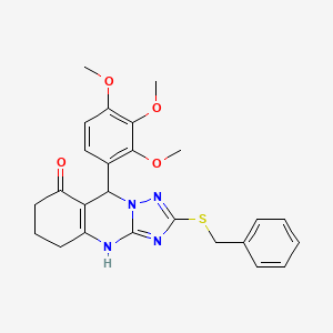 2-(benzylsulfanyl)-9-(2,3,4-trimethoxyphenyl)-5,6,7,9-tetrahydro[1,2,4]triazolo[5,1-b]quinazolin-8(4H)-one - 