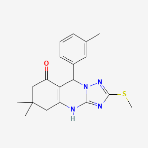 6,6-dimethyl-9-(3-methylphenyl)-2-(methylsulfanyl)-5,6,7,9-tetrahydro[1,2,4]triazolo[5,1-b]quinazolin-8(4H)-one - 