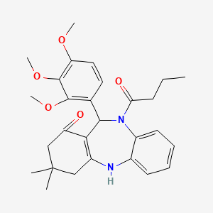10-butyryl-3,3-dimethyl-11-(2,3,4-trimethoxyphenyl)-2,3,4,5,10,11-hexahydro-1H-dibenzo[b,e][1,4]diazepin-1-one - 
