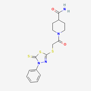 1-{[(4-Phenyl-5-thioxo-4,5-dihydro-1,3,4-thiadiazol-2-yl)sulfanyl]acetyl}piperidine-4-carboxamide - 