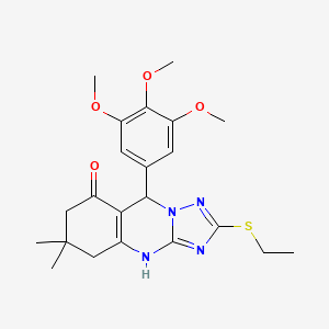 2-(ethylsulfanyl)-6,6-dimethyl-9-(3,4,5-trimethoxyphenyl)-5,6,7,9-tetrahydro[1,2,4]triazolo[5,1-b]quinazolin-8(4H)-one - 
