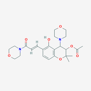 5-hydroxy-2,2-dimethyl-4-(morpholin-4-yl)-6-[(1E)-3-(morpholin-4-yl)-3-oxoprop-1-en-1-yl]-3,4-dihydro-2H-chromen-3-yl acetate - 