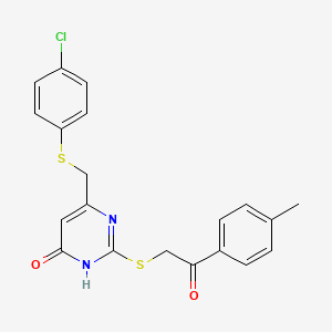2-[(4-{[(4-Chlorophenyl)sulfanyl]methyl}-6-hydroxypyrimidin-2-yl)sulfanyl]-1-(4-methylphenyl)ethanone - 