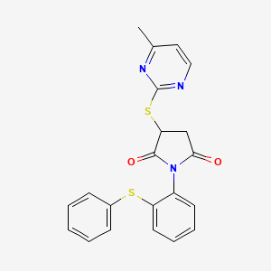 3-[(4-Methylpyrimidin-2-yl)sulfanyl]-1-[2-(phenylsulfanyl)phenyl]pyrrolidine-2,5-dione - 