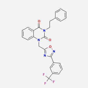 3-phenethyl-1-((3-(3-(trifluoromethyl)phenyl)-1,2,4-oxadiazol-5-yl)methyl)quinazoline-2,4(1H,3H)-dione - 