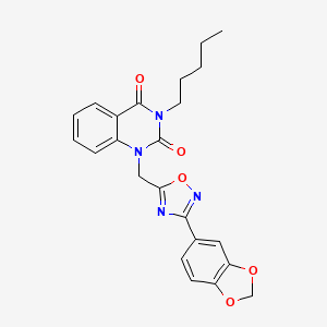 1-((3-(benzo[d][1,3]dioxol-5-yl)-1,2,4-oxadiazol-5-yl)methyl)-3-pentylquinazoline-2,4(1H,3H)-dione - 