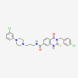 3-(4-chlorobenzyl)-N-(3-(4-(3-chlorophenyl)piperazin-1-yl)propyl)-4-oxo-2-thioxo-1,2,3,4-tetrahydroquinazoline-7-carboxamide - 