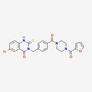 6-bromo-3-[[4-[4-(furan-2-carbonyl)piperazine-1-carbonyl]phenyl]methyl]-2-sulfanylidene-1H-quinazolin-4-one - 