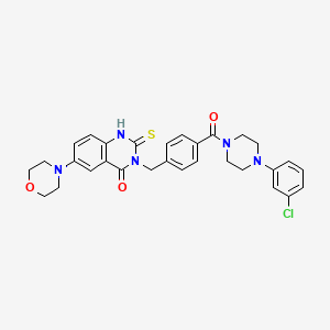 3-(4-(4-(3-chlorophenyl)piperazine-1-carbonyl)benzyl)-6-morpholino-2-thioxo-2,3-dihydroquinazolin-4(1H)-one - 