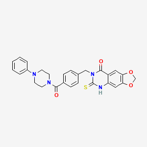 7-{4-[(4-phenylpiperazin-1-yl)carbonyl]benzyl}-6-thioxo-6,7-dihydro[1,3]dioxolo[4,5-g]quinazolin-8(5H)-one - 
