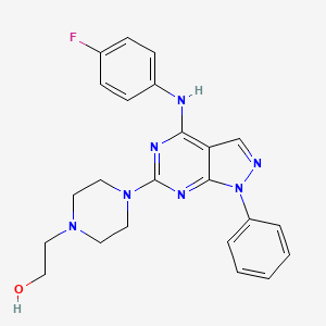 2-(4-{4-[(4-fluorophenyl)amino]-1-phenyl-1H-pyrazolo[3,4-d]pyrimidin-6-yl}piperazin-1-yl)ethanol - 