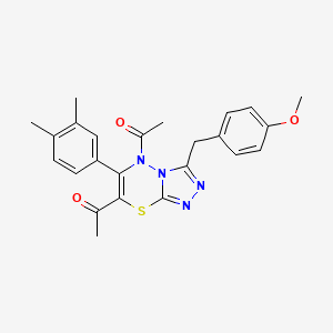 1,1'-(6-(3,4-dimethylphenyl)-3-(4-methoxybenzyl)-5H-[1,2,4]triazolo[3,4-b][1,3,4]thiadiazine-5,7-diyl)diethanone - 