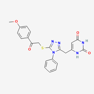 6-((5-((2-(4-methoxyphenyl)-2-oxoethyl)thio)-4-phenyl-4H-1,2,4-triazol-3-yl)methyl)pyrimidine-2,4(1H,3H)-dione - 
