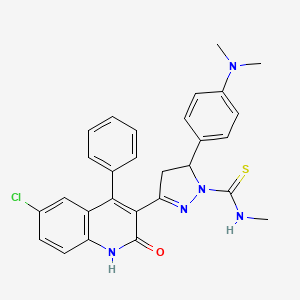 3-(6-chloro-2-oxo-4-phenyl-1,2-dihydroquinolin-3-yl)-5-(4-(dimethylamino)phenyl)-N-methyl-4,5-dihydro-1H-pyrazole-1-carbothioamide - 